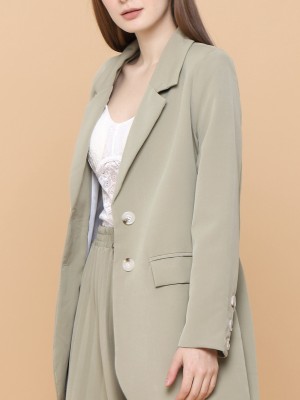 2 Pcs Set Blazer With Pleated Skirt And Belt
