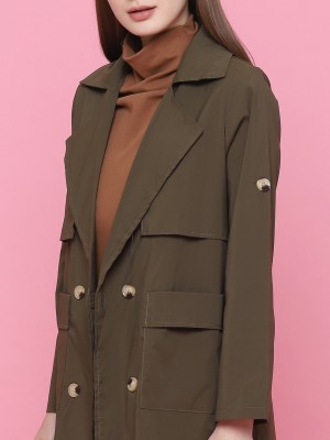 Double Breasted Long Raincoat Jacket