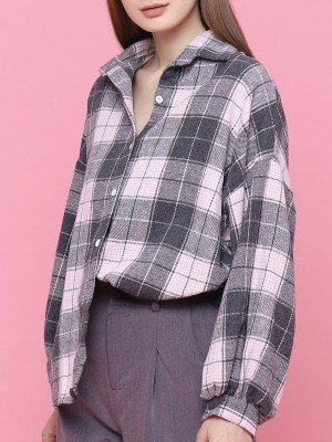 Oversized Sleeves Checkered Shirt