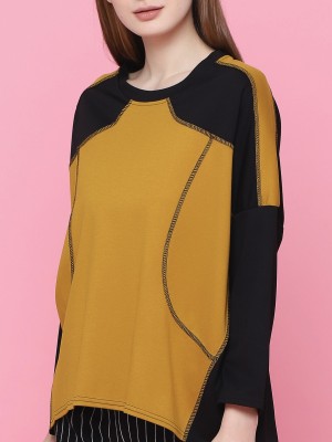 Two Tones Long Sleeves Jersey Top