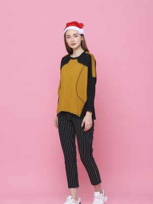 Two Tones Long Sleeves Jersey Top