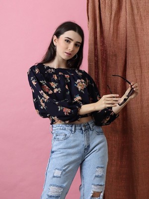 Off Shoulder Flower Print Top