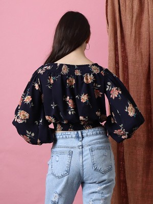 Off Shoulder Flower Print Top