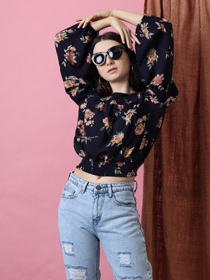 Off Shoulder Flower Print Top