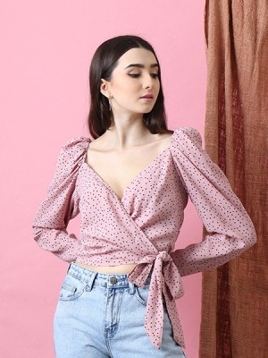 Cottage Core Dispersed Dots Pinches Sleeves Top