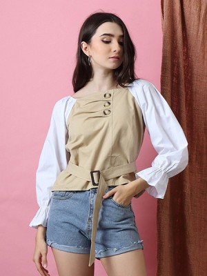 Cottage Core Off Shoulder Belted Top