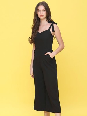 Lucky Charm Shoulder Ribbon Tied Jumpsuit