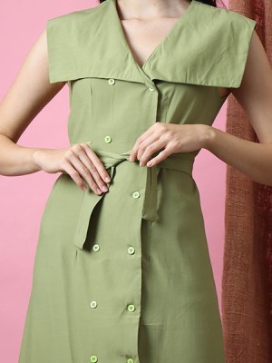 Cottage Core Wide Flap Collar Dress