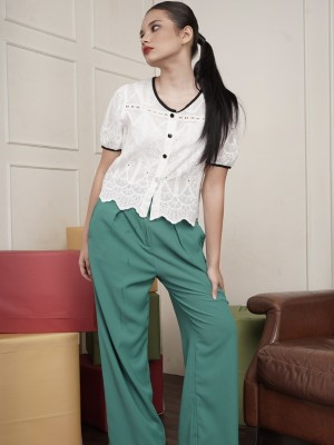 Wide Leg Zip Trousers