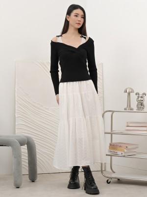 SMARTEN Front Twisted Lace Accent Knit Top