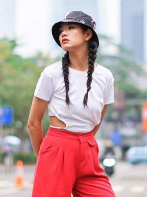 Cotton Tee With Drawstring Waist Tied