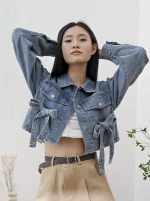 Calla Front Bow Denim Jacket