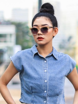 Denim Washed Semi Crop Shirt