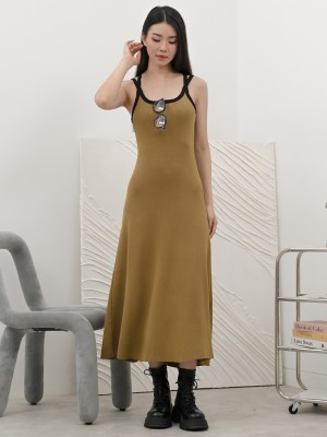 SMARTEN DOUBLE STRAPS OUTLINE JERSEY MIDI DRESS