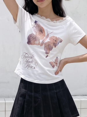 00 Lace Off Shoulder FUTURE Butterfly Tee