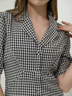 Checkered Mini Shirt Dress