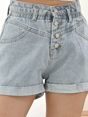 Elastic Waist Denim Short