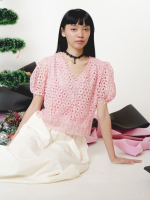 ELITE HT24 Eyelet Asher Embroidery Top