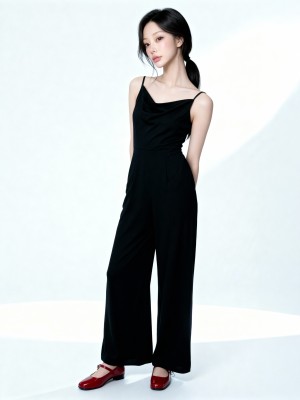Juniper Black Drape Jumpsuit