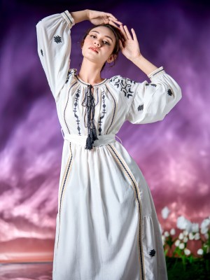 WW ELITE Belted Malika Embroidery Maxi Dress