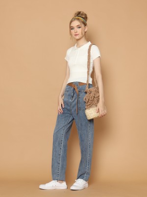 Cigarette Denim Pants With Kanvas Belt