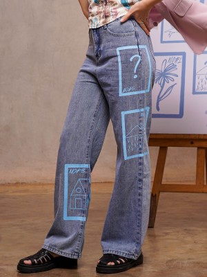 ER Rectangle Sketch Wide Leg Washed Denim