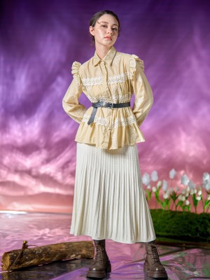 WW Plait Pattern A Line Knit Midi Skirt