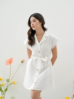 BFP Eyelet margeret shirt dress with fabric belt