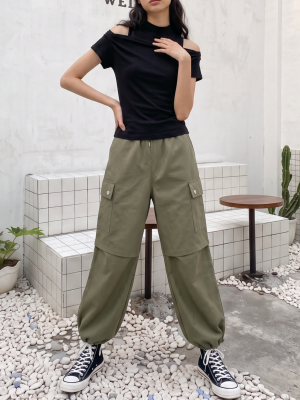 JR PG Elastic Drawstring Cargo Pants