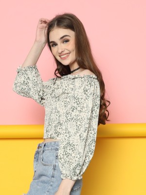 Off Shoulder Flower Print Top