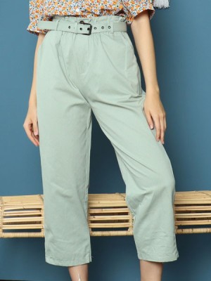 Cottage Core Cigarettes Pants With Mathing Color Belt