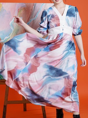 ER Abstract paint midi dress