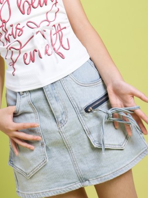 JR DETOX FRONT ZIP POCKET DENIM SKORT OB