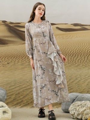 EID4 Flower Print Embellished Maxi Dress RO1