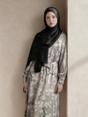 ELITE Satin Flower Print Gamis