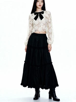 ELITE Trixie Flower See-thru Embroidery Top w/ Vel