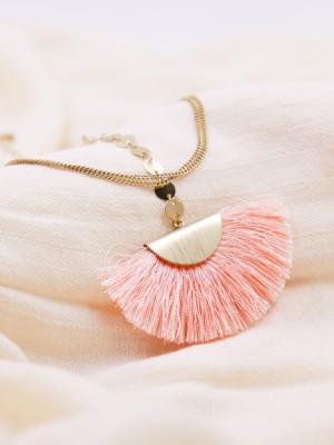 Round Chain Half-Rounded Fringe Necklace