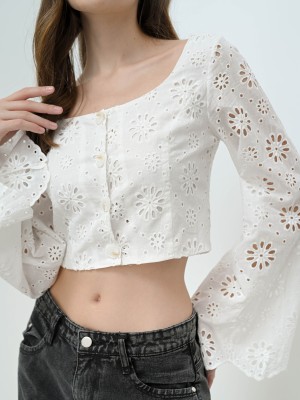 FELIZ23 Low Neck Eyelet Boham Shirt