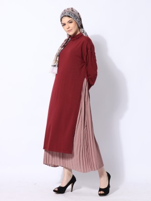 Ramadhan Moon Double Layer Inner Pleats High Neck Maxi