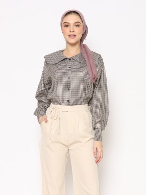 ANFCheckered Wide Collar Shirt