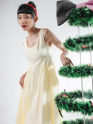 PT Low U-Neckline Flare Maxi Pocket Dress