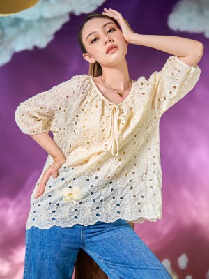 WW Ghalia Eyelet Embroidery Plait Ribbon Top