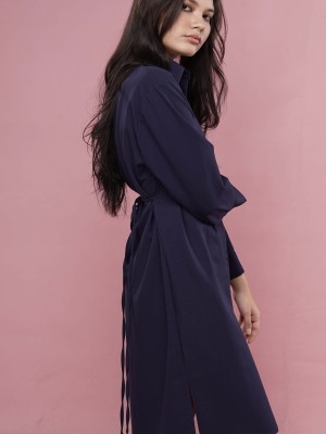 Waist Button Shirt Long Dress