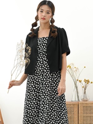 2 Pcs Set Sundress With Short Sleeves Blazer