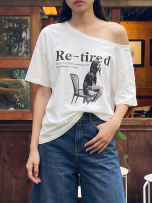 PG Re-Tired Off Shoulder Oversize Tee
