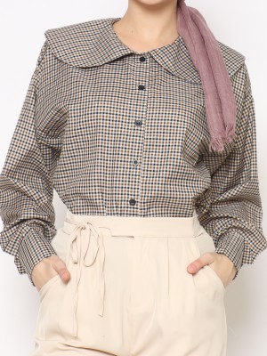 ANFCheckered Wide Collar Shirt