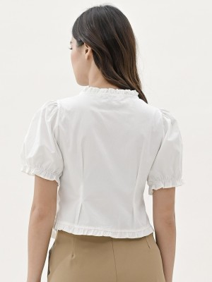 Sunflower ruffle shot sleeves shirt