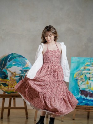 ER Erika halter tied flower print dress