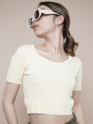 Round Neck Crop Knit Tee