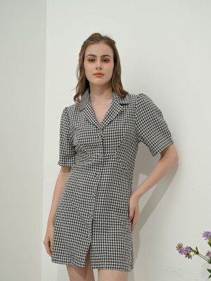 Checkered Mini Shirt Dress